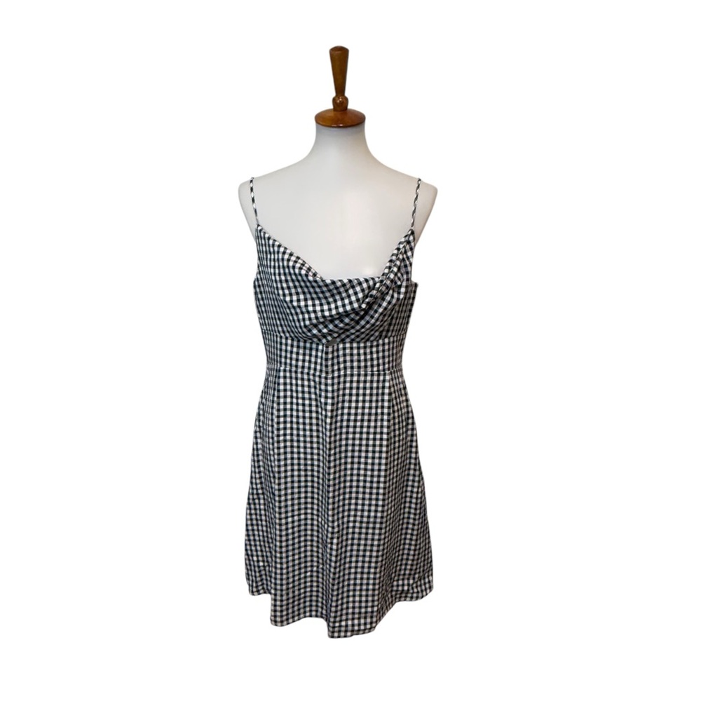 NWT LOFT Fit and Flare Dress Gingham Check Black
White Size 12